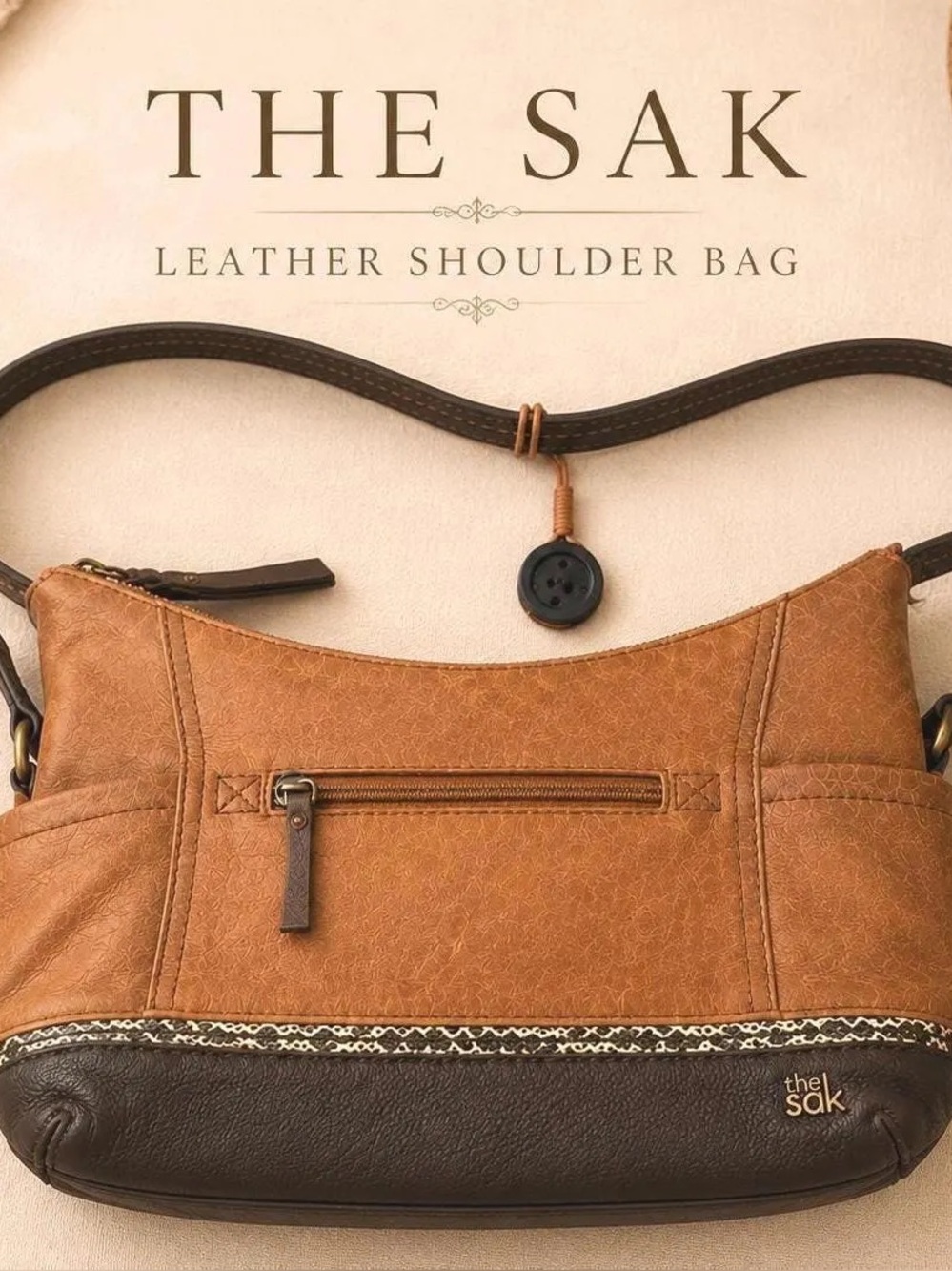 The Sak Two-Tone Leather Crossbody — Tan & Dark Brown